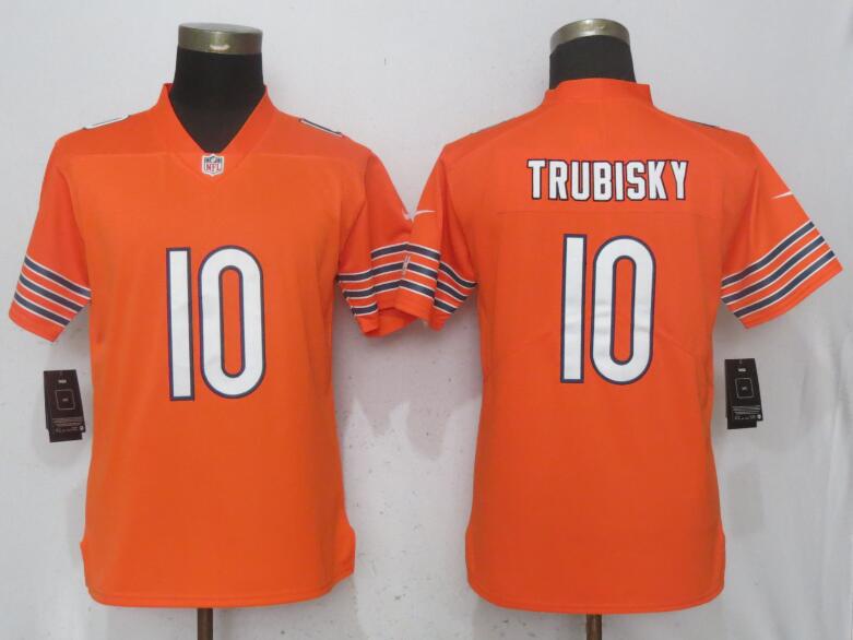 Women Chicago Bears #10 Trubisky Orange Vapor Untouchable Playe NFL Jerseys->chicago bears->NFL Jersey